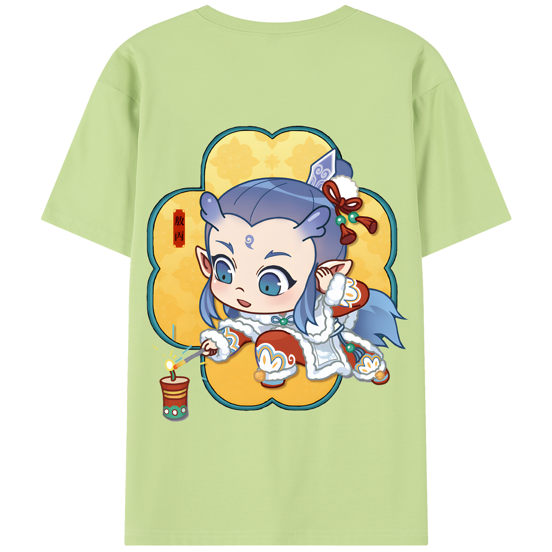 （画像用） Ne Zha 2 ナタ 魔童の大暴れ 綿100％半袖Tシャツ（背面プリント）